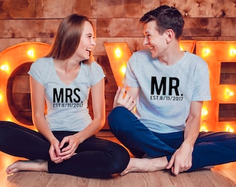 Mr and Mrs Shirts, Couples Shirts, Custom Mr&Mrs Shirt, Bridal Shower Shirts, Bachelorette Party Shirt, Bride and Groom, Mr and Mrs Tees