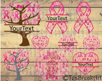 Breast Cancer Monogram Cutting Files Digital ClipArt Files For Personal Commercial Use Instant Download heat transfer decal iron on (054C)