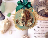 Cthulhu Inspired Under The Sea Weathered Cupid Wings Tentacle Nautical Original OOAK Baroque Wall Art Gold Green Steampunk Gift
