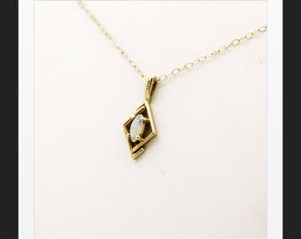 A Pretty Delicate Opal Pendant And Chain SKU1143