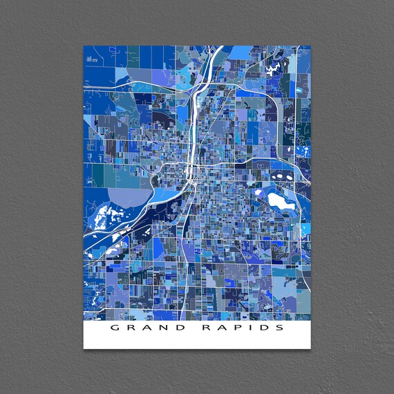 Grand Rapids Map Print Grand Rapids Michigan City Map Art