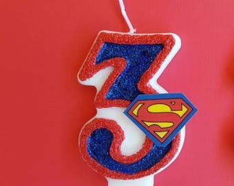 Superman / Hero / Birthday Candle / Cake Cupcake Topper/ Keepsake / Any Number