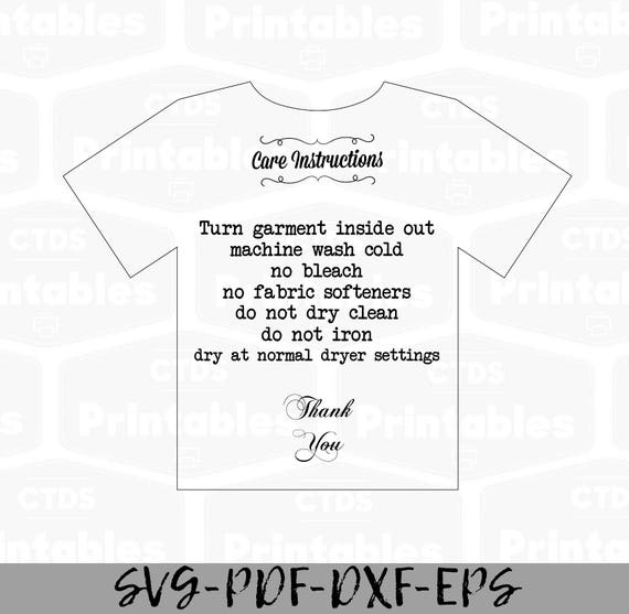 Download T-shirt care instructions SVG file care card