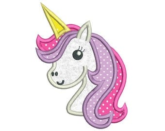 Cute Unicorn Applique Machine Embroidery Design, Girly Unicorn Embroidery Design, Applique Unicorn, INSTANT DOWNLOAD, No: SA539-13