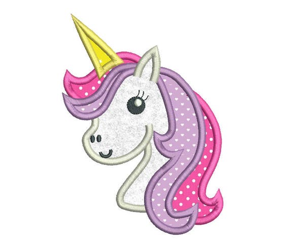 Cute Unicorn Applique Machine Embroidery Design Girly Unicorn