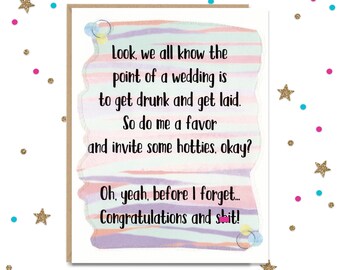 Mature Wedding Card, Funny Wedding Card, Card for Bride, Card for Groom, Wedding Shower Card, Bestfriend Card, Bridal Shower Card