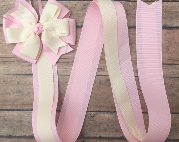 Hair Bow Holder - Hair Clip Holder - Bow Holder - Ribbon Bow Holder - Barrette Holder - Hair Bow organizer - Ivory and pink Bow holder