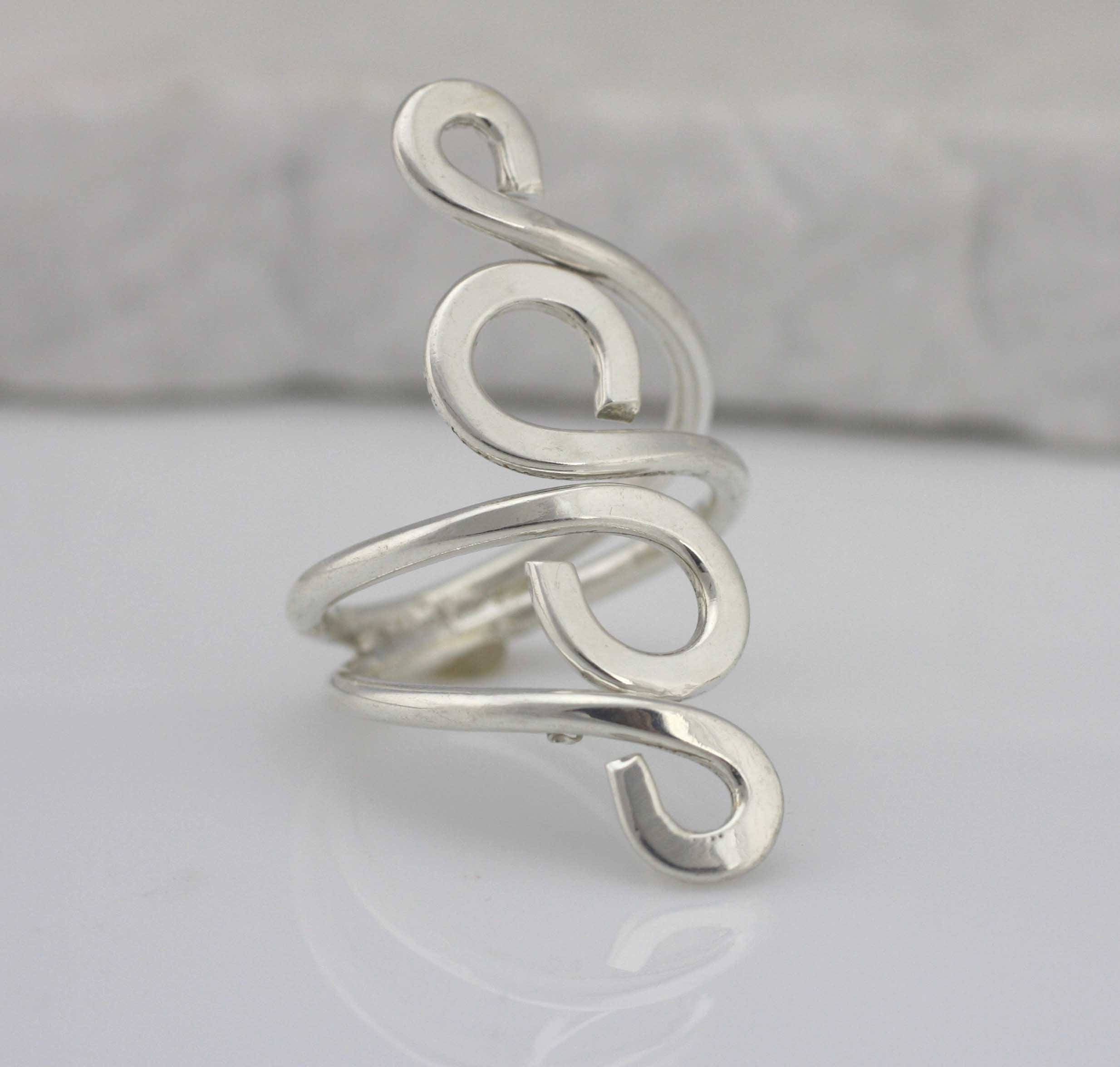 Sterling Silver Long Filigree Ring Silver Long Finger Armour