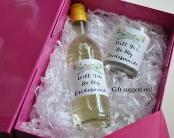 Will you be my bridesmaid?, Wine label, candle label, Gift label, Floral design, bridesmaid gifts.