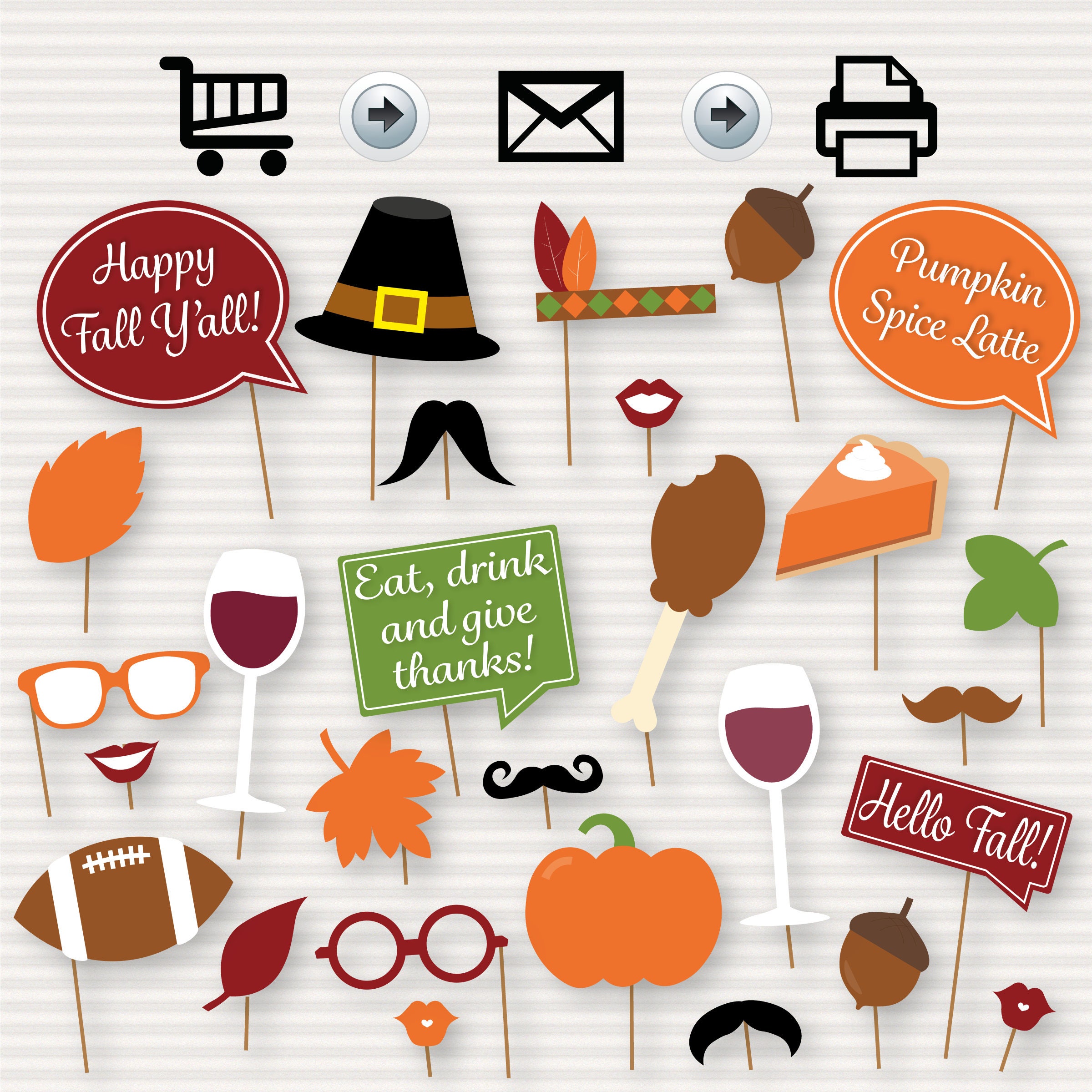 Fall Party Printable Photo Booth Props Fall Party Fall