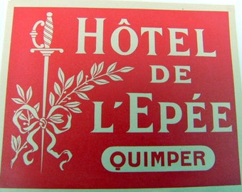 Etiquette vintage hôtel