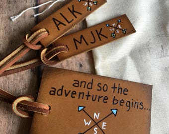 Custom Personalized Leather Luggage Tag Initials Key Chain