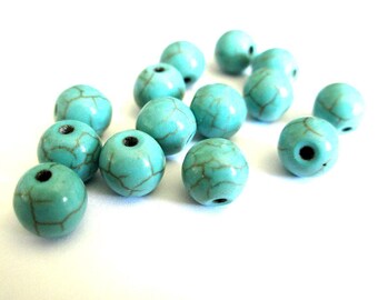 20 synthetic howlite 8mm turquoise beads