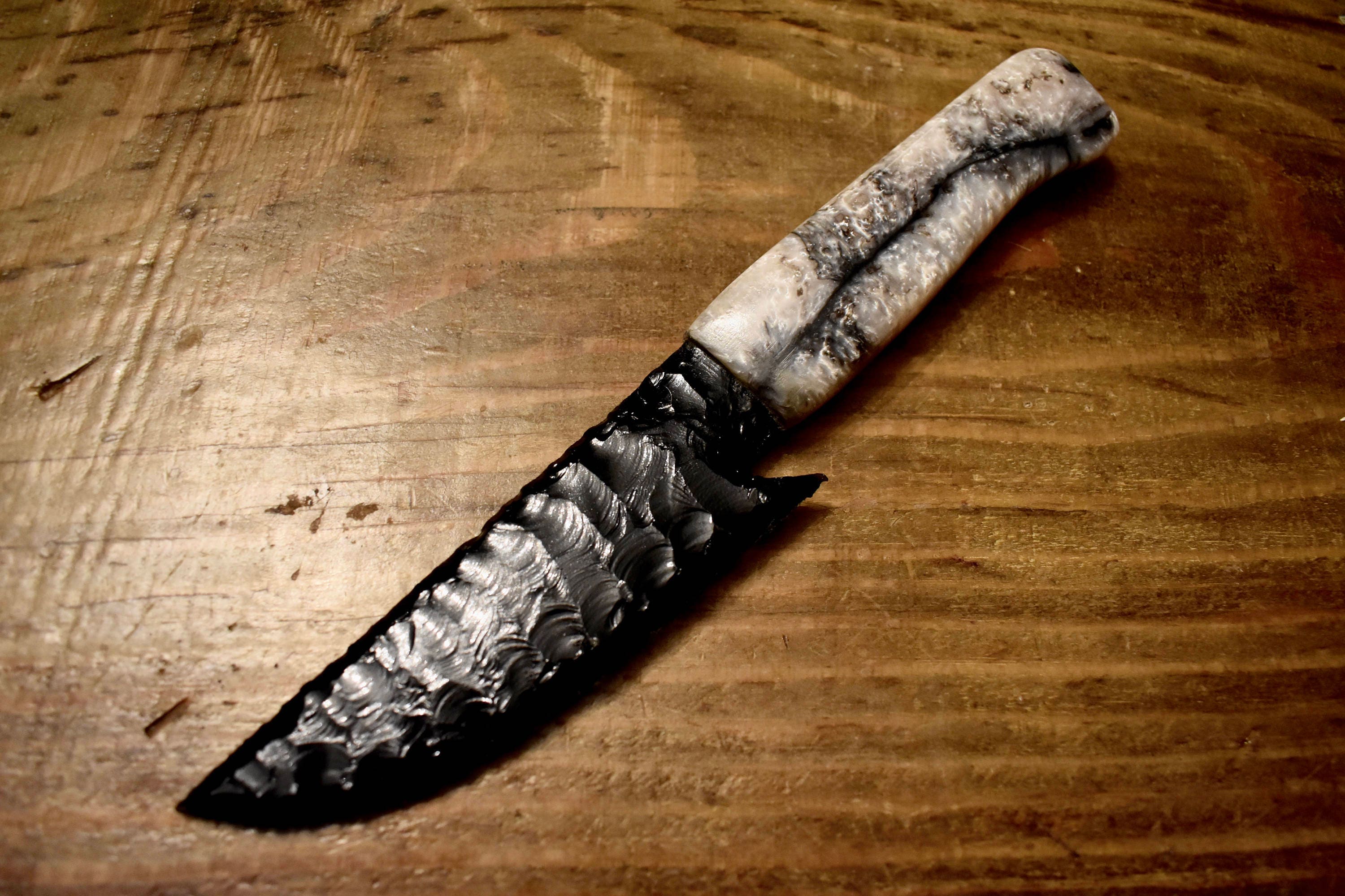 sharpening obsidian knife