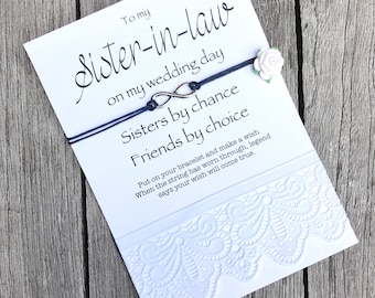 Sister in law gift, Sister in law bracelet Sister in law card, Sister in law of the bride, Gift for sister in law, Wish bracelet B6A