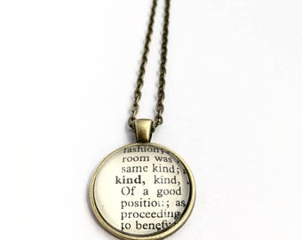 KIND Vintage Dictionary Word Pendant