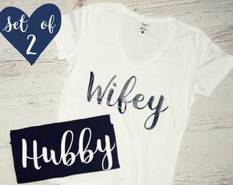Wifey Hubby, Wifey Hubby Shirts, Hubby Wifey Shirts, Wifey Hubby T-shirts, Hubby and Wifey Shirts, Wifey Hubby Tees, Wifey, Hubby, SET OF 2