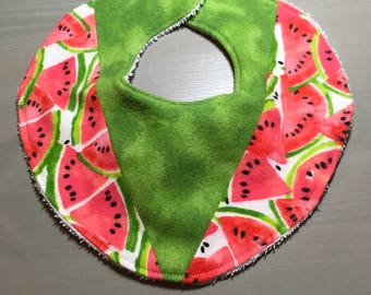 Baby Bib - Watermelon - Flannel/Terry Cloth