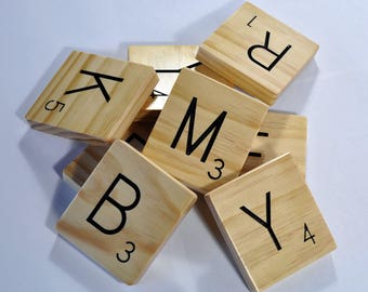 Solid Wood Scrabble Wall Tiles, Personalized, Home Decor, Wall Art, Large Scrabble Tiles
