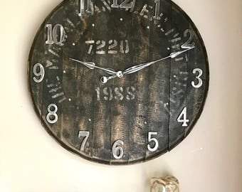 Large wall clock - wall clock - Scotch whisky - whisky barrel - Macallan Glenlivet - 1988 - barrel clock - whisky gift - 5th anniversary