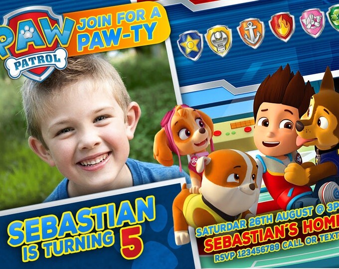 Birthday Invitation Paw Patrol - Nick Junior Party with photo - We deliver your order in record time!, less than 4 hour! Best Value