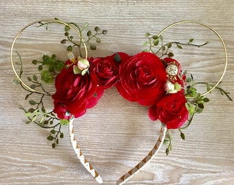 Beauty and the Beast Ears, Mickey Ears, Mickey Mouse Ears, Minnie Mouse Ears, Disney Ears, floral wire ears, floral ears