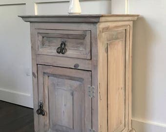 SOLD****SOLD****Cabinet, Rustic Wood Cabinet, Primitive Wood Cabinet, White, Whitewashed, Birds, Blackbirds, Farmhouse