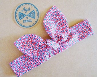 Headband tie headband pink printed leaves baby 0-6 months by order