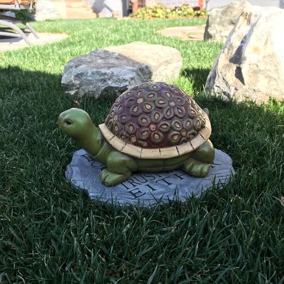 Spring Garden Turtle Made Of Concrete Hand Painted Flower
