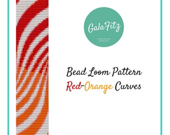 Striped bracelet pattern, Red-Orange bead loom pattern, Loom beading pattern for bracelet