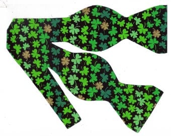 Hint of Gold in Clover Self-tie Bow Tie | Shamrock bow ties | St Patrick's Day bow ties | Green bow ties | bow ties for men | Last one!