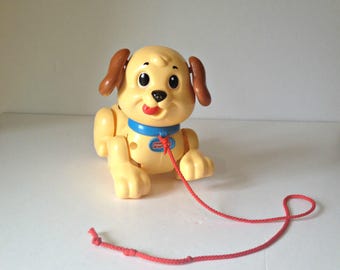 Fisher Price Pull Along Puppy Toy, Pull Along Dog, Vintage Toy, Pull Along Toy, Happy Puppy, Vintage Toy Dog, Vintage Puppy, Retro Toy Dog