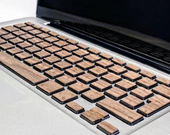 Real Wood Macbook Keyboard Stickers for Apple Mac book Air Pro 13 15 - Mac Keyboard Stickers - Mac Wood Skin - Walnut wood Mac book keyboard