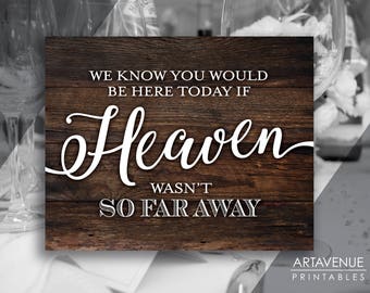 Rustic Chic Wedding Sign Printables | If Heaven Wasn't So Far Away | Rustic Digital Downloads | Those In Heaven Quotes Printable SCRW57