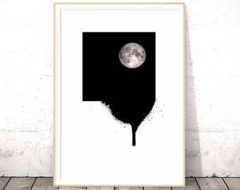 Full Moon, Black and White Prints, Minimalist Decor, Minimalist Art, Modern Minimalist, Wall Art Printable, Black and White Wall Art, Poster