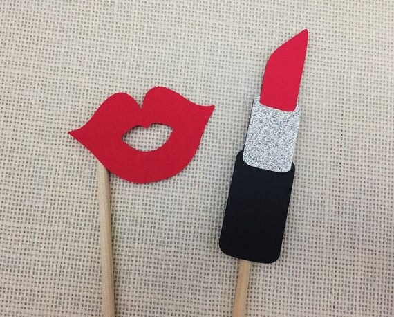 Items similar to Red Lipstick & Lips Photo Props / Girl Bday Props ...