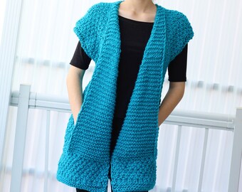 Knitting pattern, Patron tricot, Daria Knitted Vest PDF, women knit patterns, Knitted sweater, 7/9 y, 10/12y - XS- S - M - L – XL- 2XL- 3XL