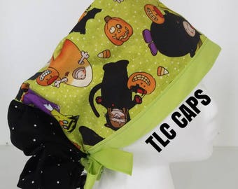 Trick or treat Ponytail scrub hat