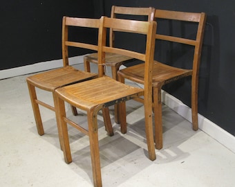 Set of 4x Stacking Beech Vintage chairs
