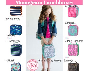 Monogram Lunch Box, Personalized Lunch Box, Monogram Lunch bag, Insulated bag, summer camp