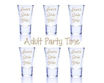 wedding shot glasses, bride tribe shot glasses wedding, shot glasses wedding, hen party shot glasses funny, funny shot glasses, bridal