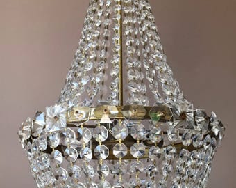SALE Brass Empire Vintage Crystal Chandelier Lighting Antique Italian Style Vintage Crystal Chandelier - Home and Living Fittings & Fixture