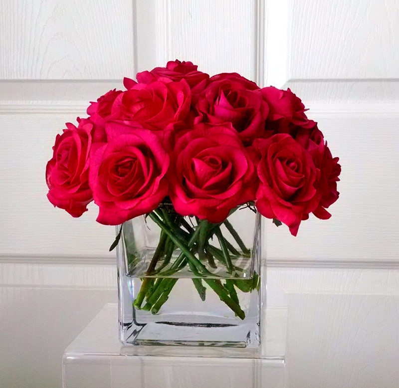 Real Touch Roses-Flower Arrangement-Silk Flowers in Home Decor-Fake flowers-Christmas Flower Decor-Red Roses-Real Touch Red Roses