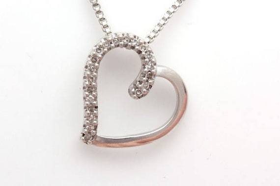 Sterling Silver Diamond Heart Necklace