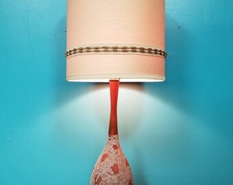 Antique Mid Century Modern Danish Modern Table Lamp Ceramic Pottery Teak Desk