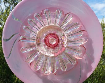 Pink Perfection Glass Flower Garden Art, Outdoor Decor, Art Glass Flower, Yard Art Decoration, Unique Gift, Garden Gift, LinMoonDesigns