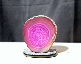 Agate slice, agate coaster, agate crystal, pink agate slice, large agate slice, drinks coaster, agate crystal