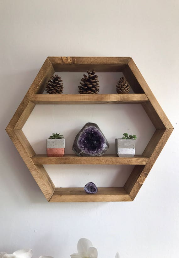 hexagon shelf shelf hexagonal shelf rustic shelf