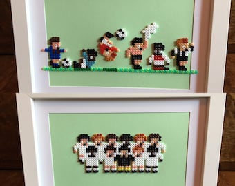 Sensible Soccer Team Picture and/or Celebrations Picture - Pixel Art Framed A5 Bead Picture - Available as Individuals or as a Set of 2.