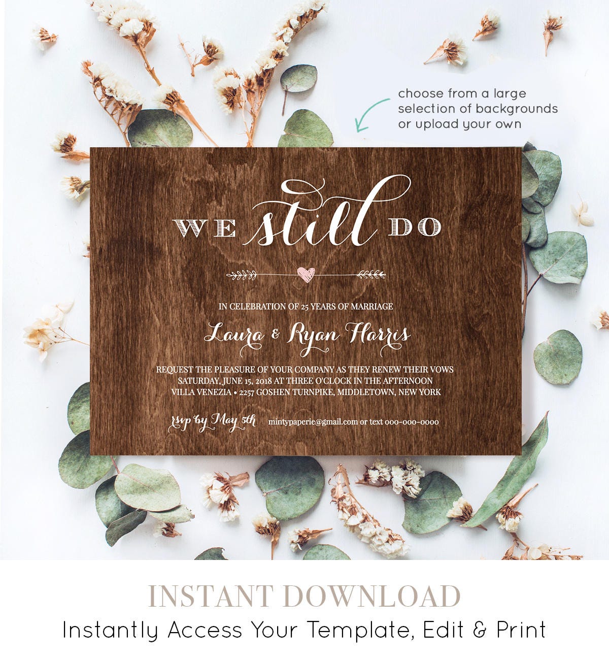 Vow Renewal Invitation Template, We Still Do, Instant Download, Wedding Anniversary, Renew Vows